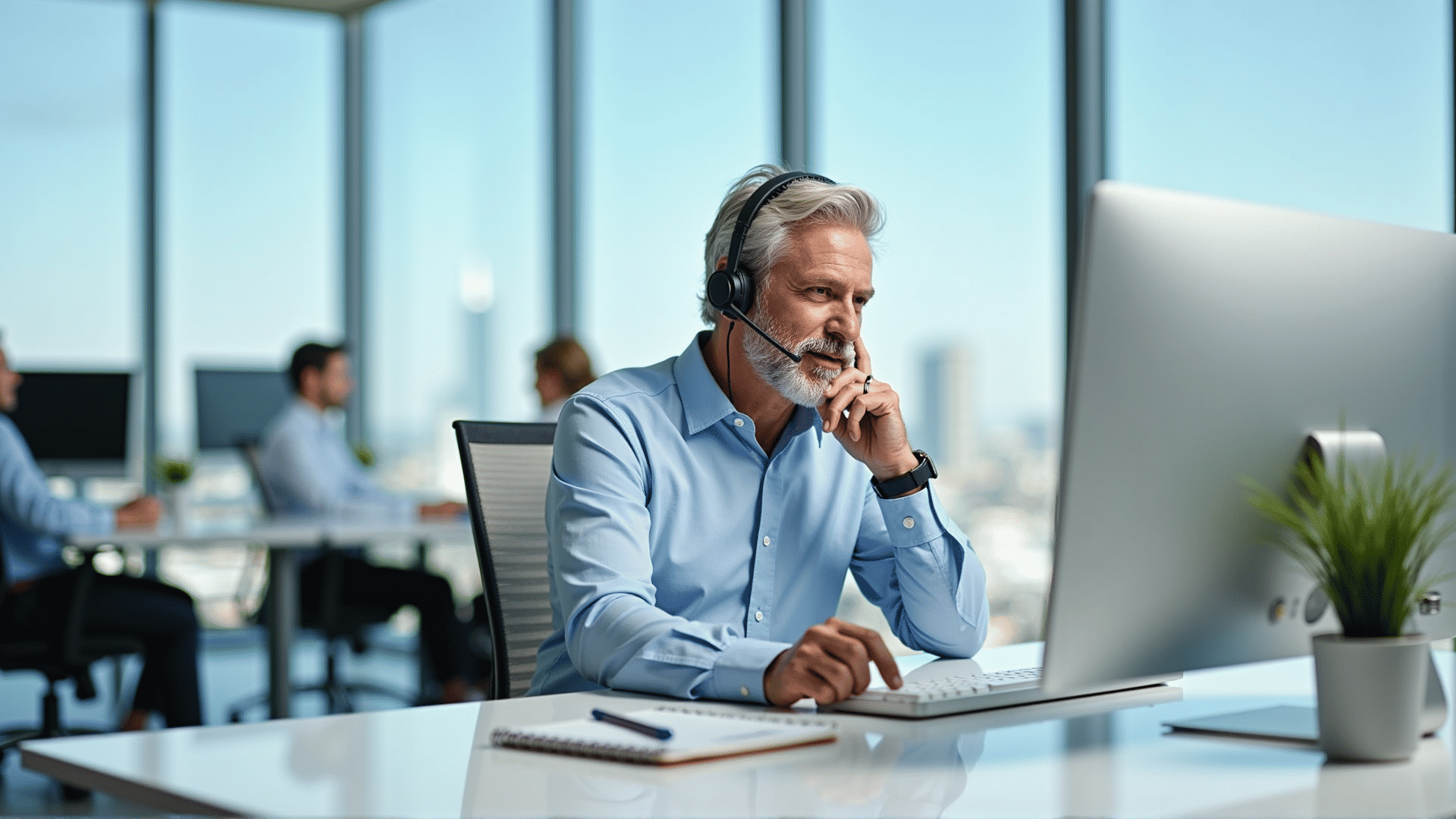 Customer service representative on call