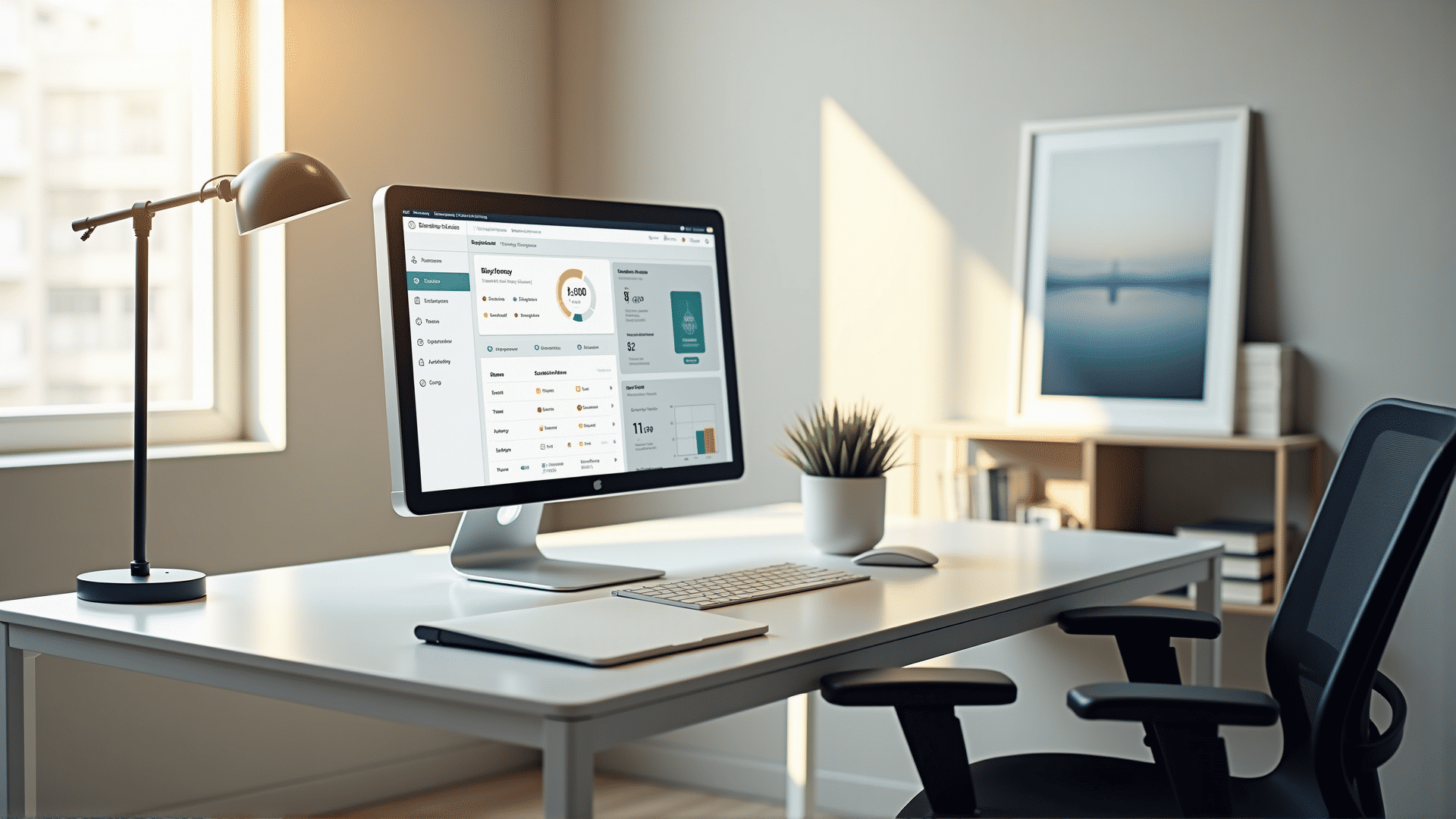 Account management dashboard on screen
